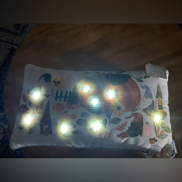 Storehouse Gnome Mushroom Fairy Pumpkin pillow 12x24 Light up Fall Halloween - Picture 3 of 5
